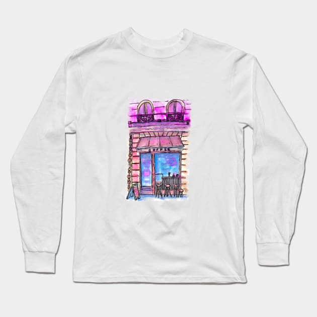 COFFEE SHOP PAINTING Long Sleeve T-Shirt by HAIFAHARIS